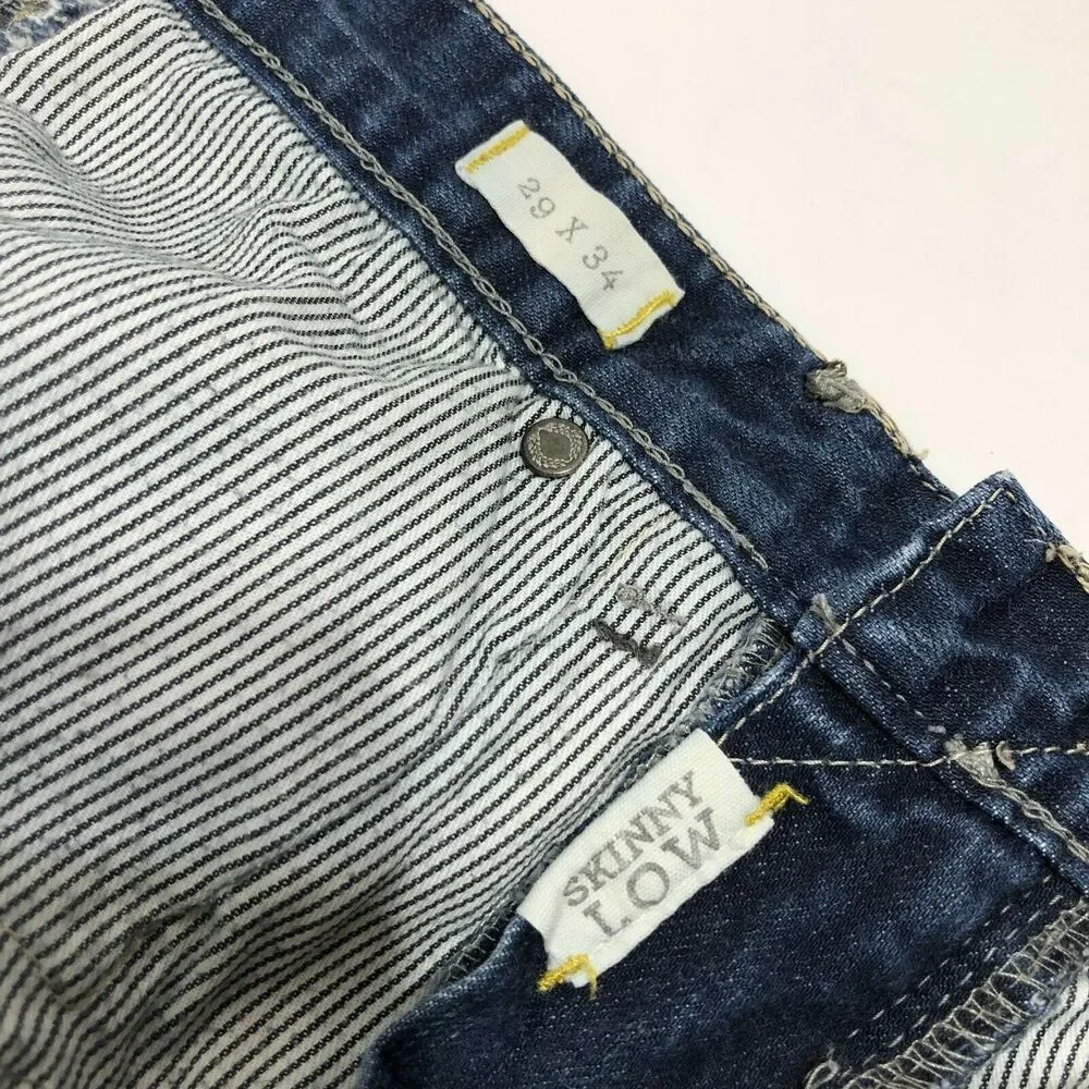 Madewell Skinny Jeans Low Rise Dark Wash Blue Denim Stretch 29 x 34 Act 32 x 33 - Picture 6 of 10
